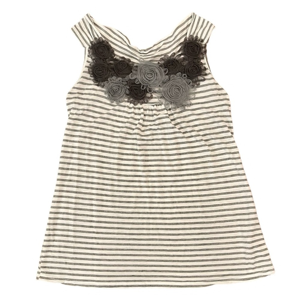 🩶 Maternity Top with Floral Appliqué | Lavish Maternity | White & Gray | Medium
